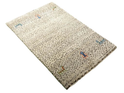 Close-up detail of 2000s Persian Gabbeh rug from Iran / Persia showing Wool weave