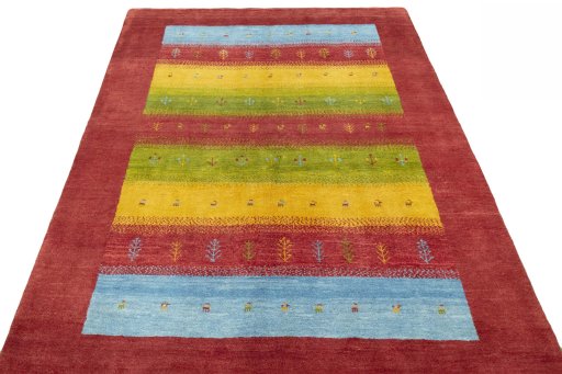 Surface texture of New Persian Gabbeh rug with natural Wool and intricate pattern