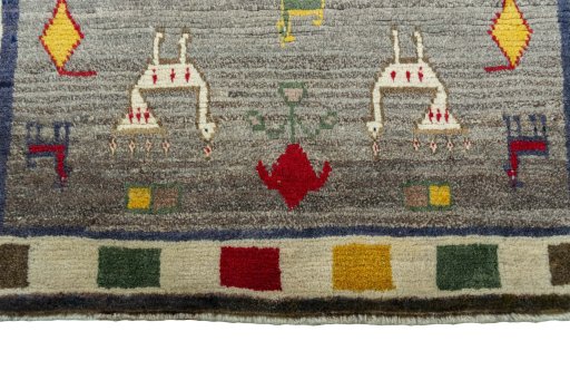 Central medallion detail of 2000s Persian Gabbeh rug from Iran / Persia