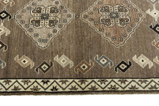 Close-up detail of 2000s Persian Gabbeh rug from Iran / Persia showing Wool weave