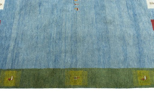 Close-up detail of New Persian Gabbeh rug from Iran / Persia showing Wool weave