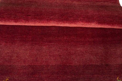 Full view of New Persian Gabbeh rug from Iran / Persia, 210 × 147 cm in Red tones