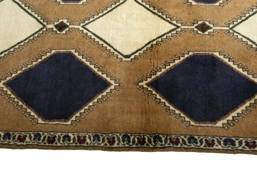 Close-up detail of 2000s Persian Gabbeh rug from Iran / Persia showing Wool weave