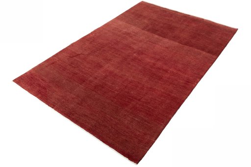 Corner detail of New Persian Gabbeh rug showing border pattern and Wool pile