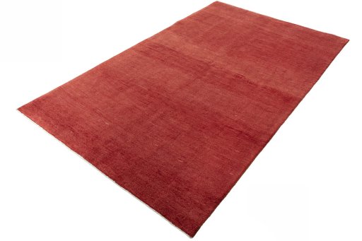 Corner detail of New Persian Gabbeh rug showing border pattern and Wool pile