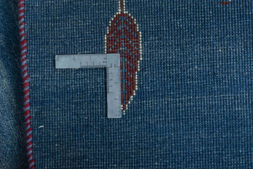 Close-up detail of New Persian Gabbeh rug from Iran / Persia showing Wool weave