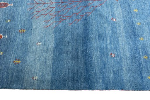 Close-up detail of New Persian Gabbeh rug from Iran / Persia showing Wool weave