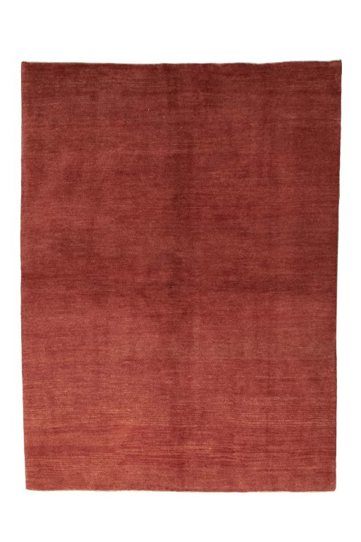 Full view of New Persian Gabbeh rug from Iran / Persia, 240 × 177 cm in Red tones