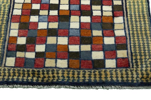 Central medallion detail of 2000s Persian Gabbeh rug from Iran / Persia