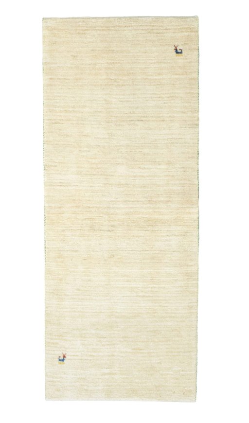 Full view of New Persian Gabbeh rug from Iran / Persia, 203 × 83 cm in Beige tones