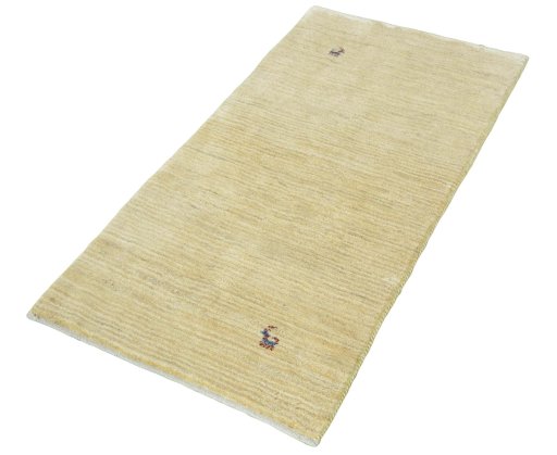 Corner detail of New Persian Gabbeh rug showing border pattern and Wool pile