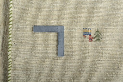Close-up detail of New Persian Gabbeh rug from Iran / Persia showing Wool weave