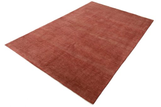 Corner detail of New Persian Gabbeh rug showing border pattern and Wool pile