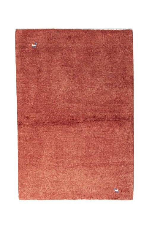 Full view of New Persian Gabbeh rug from Iran / Persia, 156 × 106 cm in Red tones