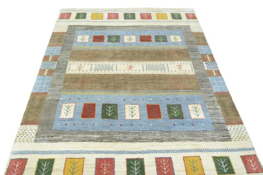 Surface texture of New Persian Gabbeh rug with natural Wool and intricate pattern