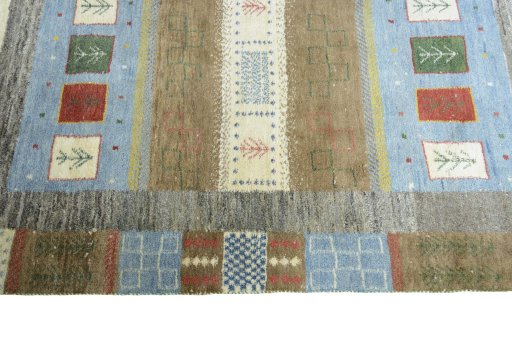 Close-up detail of New Persian Gabbeh rug from Iran / Persia showing Wool weave