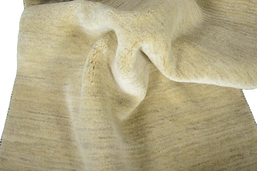 Corner detail of New Persian Gabbeh rug showing border pattern and Wool pile