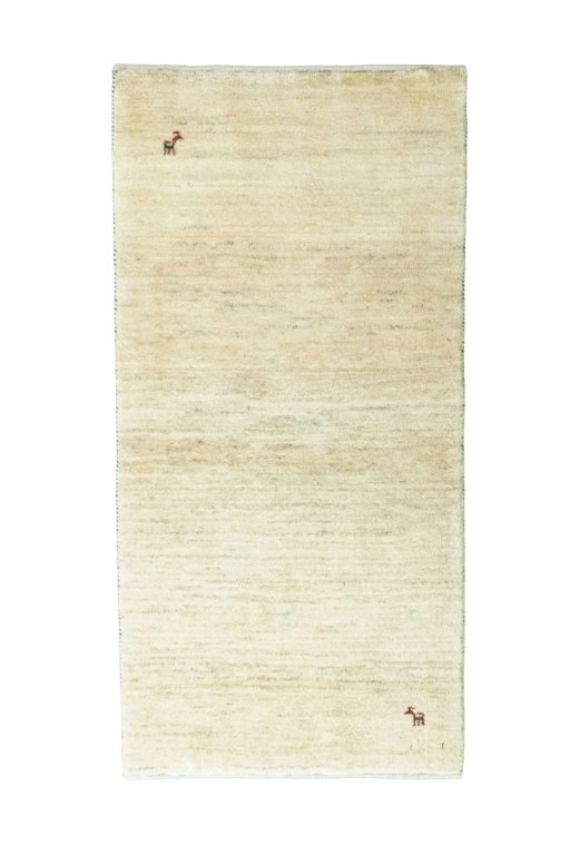 Full view of New Persian Gabbeh rug from Iran / Persia, 143 × 70 cm in Beige tones