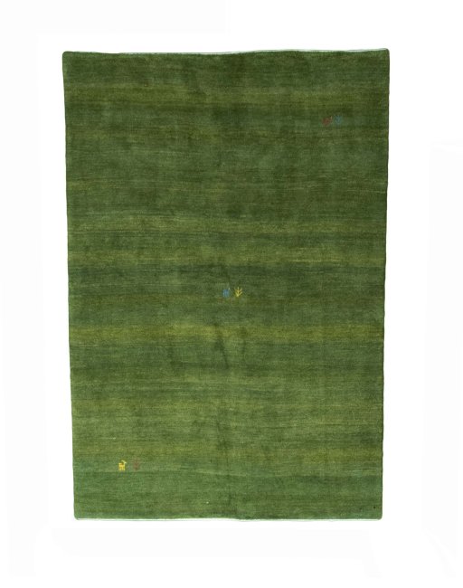 Full view of New Persian Gabbeh rug from Iran / Persia, 238 × 162 cm in Green tones