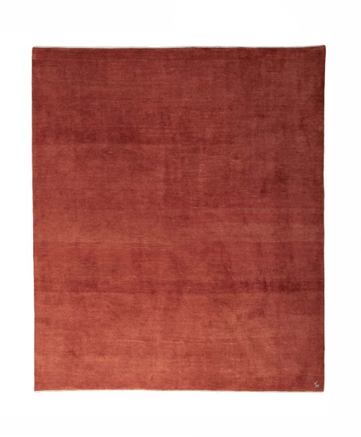 Full view of New Persian Gabbeh rug from Iran / Persia, 298 × 253 cm in Red tones