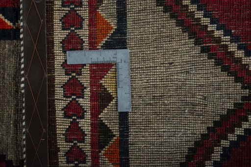 Close-up detail of 2000s Persian Gabbeh rug from Iran / Persia showing Wool weave