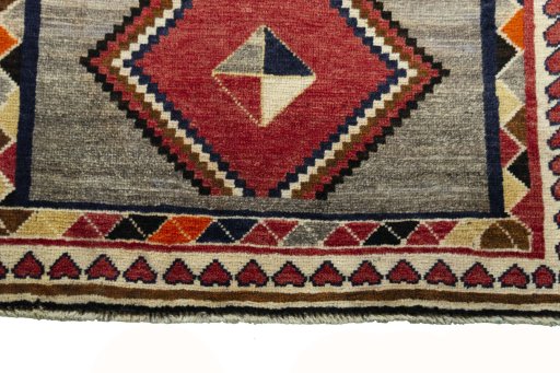 Central medallion detail of 2000s Persian Gabbeh rug from Iran / Persia