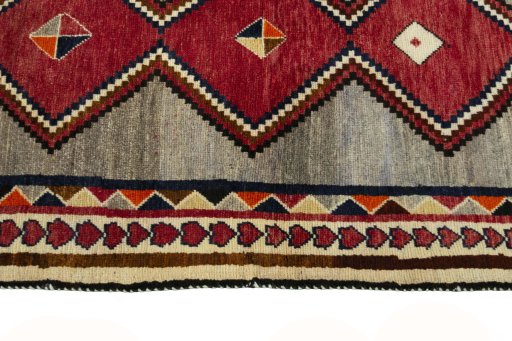 Close-up detail of 2000s Persian Gabbeh rug from Iran / Persia showing Wool weave