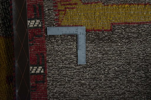 Close-up detail of 2000s Persian Gabbeh rug from Iran / Persia showing Wool weave