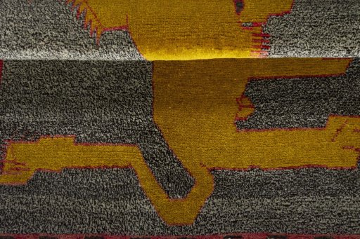 Full view of 2000s Persian Gabbeh rug from Iran / Persia, 150 × 100 cm in Gray tones
