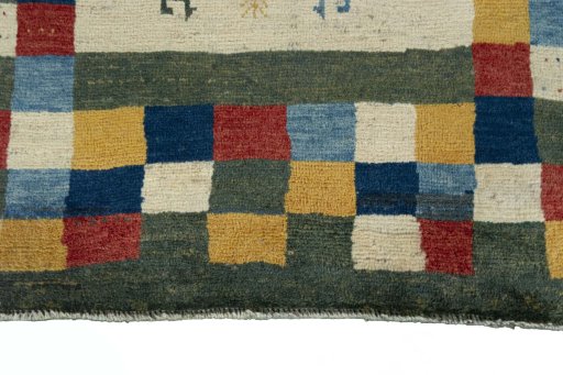 Central medallion detail of New Persian Gabbeh rug from Iran / Persia