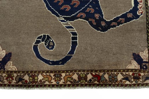 Central medallion detail of 2000s Persian Gabbeh rug from Iran / Persia