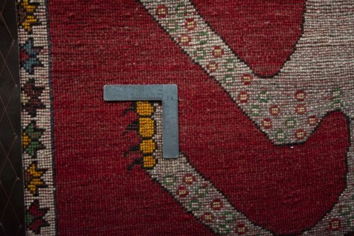 Close-up detail of 2000s Persian Gabbeh rug from Iran / Persia showing Wool weave