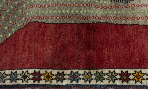 Close-up detail of 2000s Persian Gabbeh rug from Iran / Persia showing Wool weave