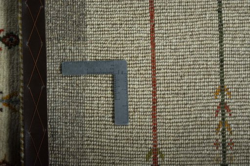 Close-up detail of New Persian Gabbeh rug from Iran / Persia showing Wool weave
