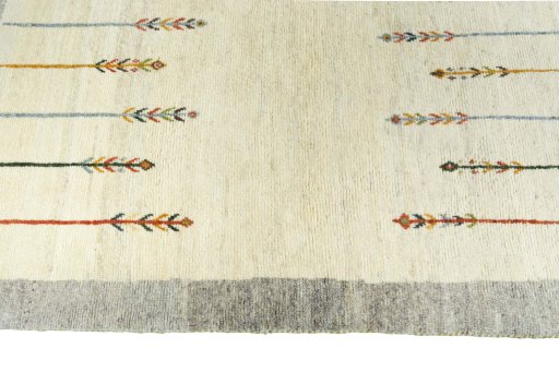 Close-up detail of New Persian Gabbeh rug from Iran / Persia showing Wool weave