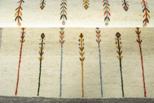 Full view of New Persian Gabbeh rug from Iran / Persia, 148 × 103 cm in Beige tones