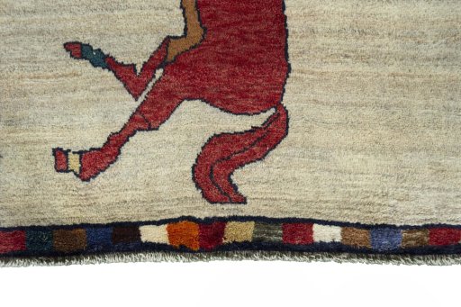 Central medallion detail of 2000s Persian Gabbeh rug from Iran / Persia