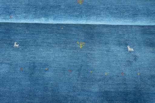 Full view of New Persian Gabbeh rug from Iran / Persia, 200 × 150 cm in Blue tones