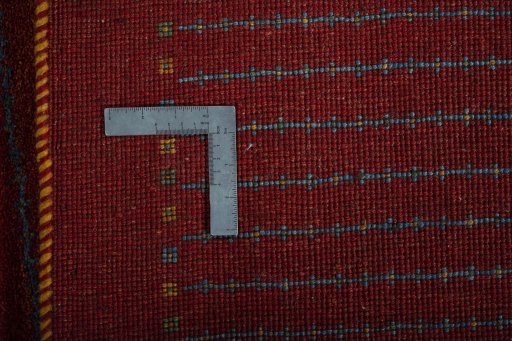 Close-up detail of New Persian Gabbeh rug from Iran / Persia showing Wool weave