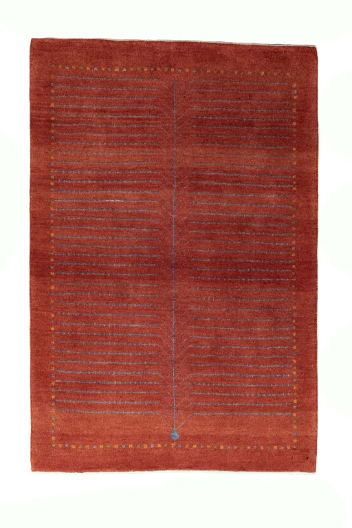 Full view of New Persian Gabbeh rug from Iran / Persia, 180 × 125 cm in Red tones