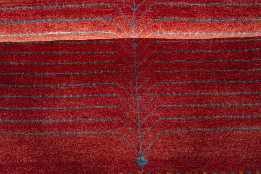 Full view of New Persian Gabbeh rug from Iran / Persia, 180 × 125 cm in Red tones