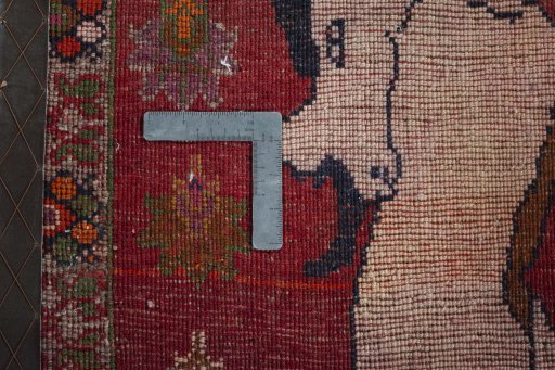 Close-up detail of 2000s Persian Gabbeh rug from Iran / Persia showing Wool weave