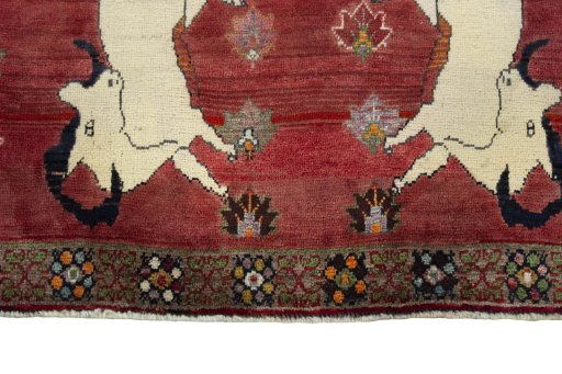 Central medallion detail of 2000s Persian Gabbeh rug from Iran / Persia