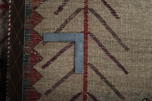 Close-up detail of 2000s Persian Gabbeh rug from Iran / Persia showing Wool weave