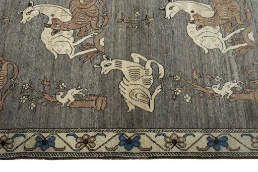 Close-up detail of 2000s Persian Gabbeh rug from Iran / Persia showing Wool weave