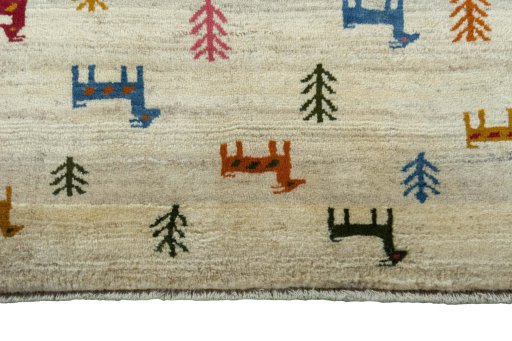 Central medallion detail of 2000s Persian Gabbeh rug from Iran / Persia