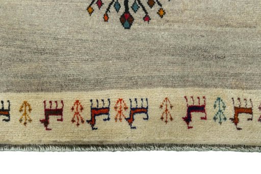 Central medallion detail of 2000s Persian Gabbeh rug from Iran / Persia