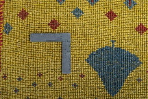 Close-up detail of New Persian Gabbeh rug from Iran / Persia showing Wool weave