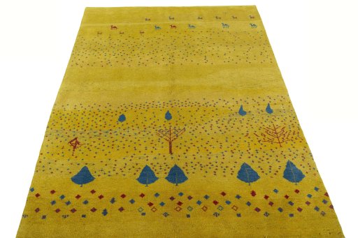 Surface texture of New Persian Gabbeh rug with natural Wool and intricate pattern
