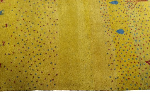 Close-up detail of New Persian Gabbeh rug from Iran / Persia showing Wool weave
